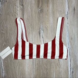 Solid & Striped The Elle Bikini Top  Color Brown & White SZ MED BNWT